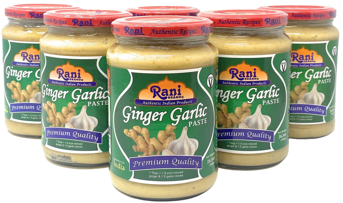 Rani Ginger Garlic Cooking Paste 26.5oz (750g) ~ Pack of 6 ~ Vegan | Glass Jar | Gluten Free | NON-GMO | No Colors | Indian Origin