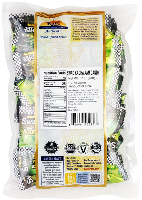 Rani Swad Kacha Aam Candy 7oz (200g) Individually Wrapped ~ Indian Tasty Treats | Vegan | Gluten Friendly | NON-GMO | Indian Origin