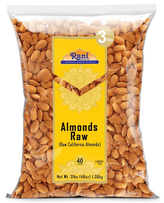 Rani Almonds, Raw Whole With Skin 48oz (3lbs) 1.36kg Bulk ~ All Natural | Vegan | Kosher | Gluten Friendly | Fresh Product of USA ~ California Shelled Almonds