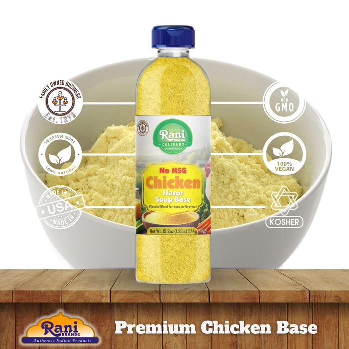 Rani Premium Chicken Base (Special Blend for Soup or Gravies) 19.2oz (1.2lbs) 544g PET Jar ~ All Natural | Gluten Friendly | NON-GMO | Kosher | Vegan | Product of USA
