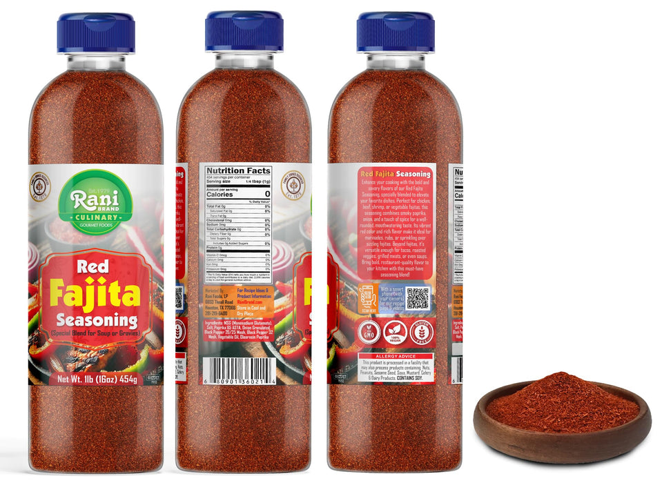 Rani Red Fajita Seasoning (Special Blend for Soup or Gravies) 16oz (1lb) 454g PET Jar ~ All Natural | Gluten Friendly | NON-GMO | Kosher | Vegan | Product of USA