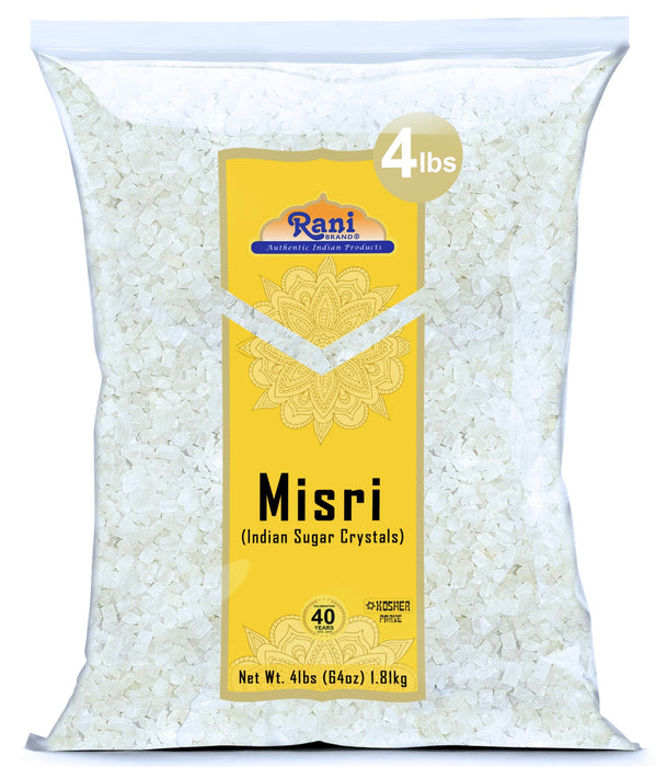 Rani Misri (India Sugar Crystals) 64oz (4lbs) 1.81kg ~ All Natural | Gluten Friendly | No Colors | Vegan | Kosher | Indian Origin