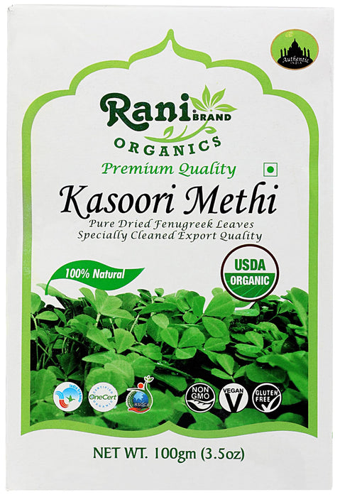 Rani Organic Fenugreek Leaves Dried (Kasoori Methi) 3.5oz (100g) ~ All Natural | Vegan | Gluten Friendly | NON-GMO | Indian Origin | USDA Certified Organic
