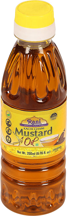 Rani Mustard Oil (Kachi Ghani) 6.76 Ounce (200ml) NON-GMO | Gluten Free | Kosher | Vegan | 100% Natural