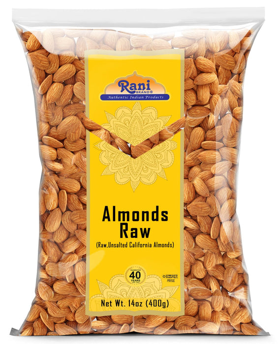 Rani Almonds, Raw Whole With Skin 14oz (400g) ~ All Natural | Vegan | Kosher | Gluten Friendly | Fresh Product of USA ~ California Shelled Almonds