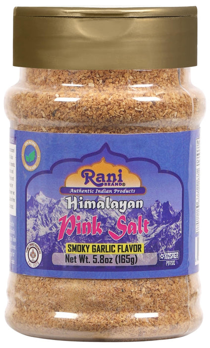 Rani Himalayan Pink Salt Smokey Garlic Flavor (84 Essential Trace Minerals) 5.8oz (164g) PET Jar ~ All Natural | Vegan | Gluten Friendly | NON-GMO | Indian Origin