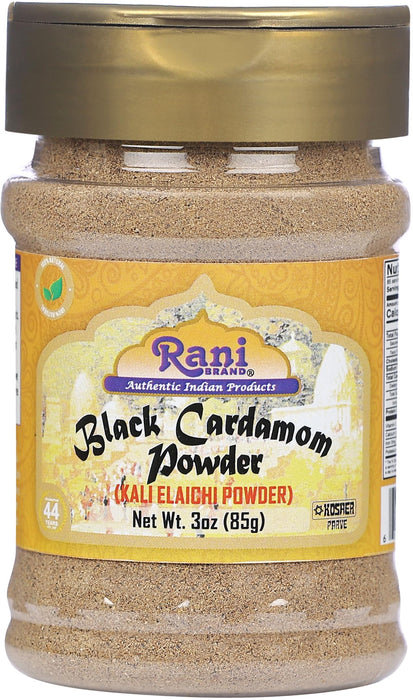 Rani Black Cardamom Powder (Kali Elachi) Indian Spice 3oz (85g) PET Jar ~ Natural | Vegan | Gluten Friendly | NON-GMO | Kosher | Indian Origin