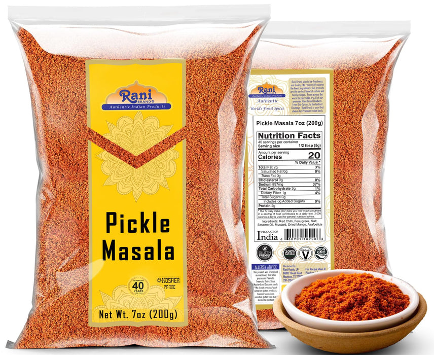 Rani Pickle (Achar) Masala Indian Spice Blend 7oz (200g) ~ All Natural | Vegan | Gluten Friendly | NON-GMO | Kosher | No colors | Indian Origin