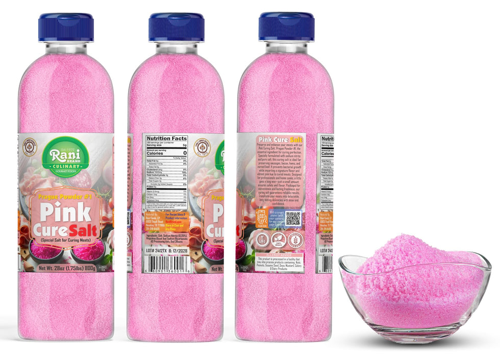 Rani Pink Cure Salt (Special Salt for Curing Meats) 28oz (1.75lbs) 800g PET Jar ~ All Natural | Gluten Friendly | NON-GMO | Kosher | Vegan | Product of USA