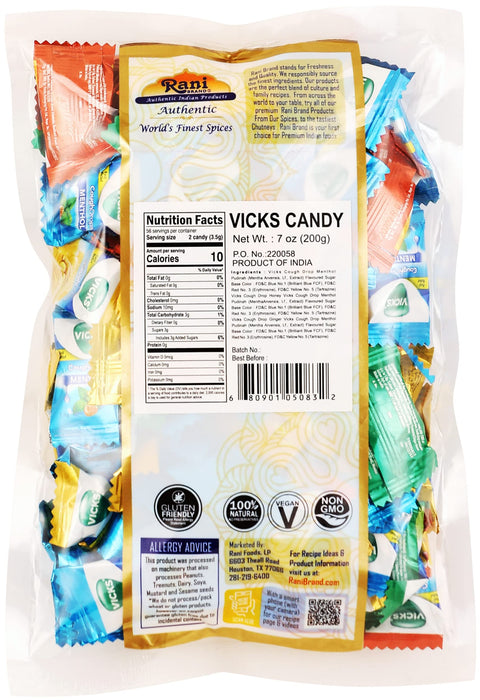 Rani Vicks Candy 7oz (200g) Individually Wrapped ~ Indian Tasty Treats | Vegan | Gluten Friendly | NON-GMO | Indian Origin