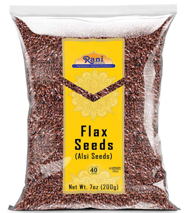 Rani Flax Seeds Whole Raw (Alsi, Linum usitatissimum) 7oz (200g) ~ All Natural | Gluten Friendly | Non-GMO | Kosher | Vegan | Indian Origin
