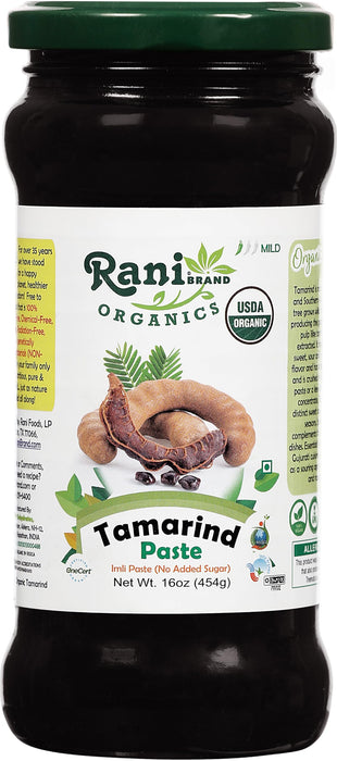Rani Organic Tamarind Paste 16oz (1lb) 454g Glass Jar ~ Natural | Vegan | Gluten Free | No Colors | NON-GMO | Kosher | USDA Certified Organic