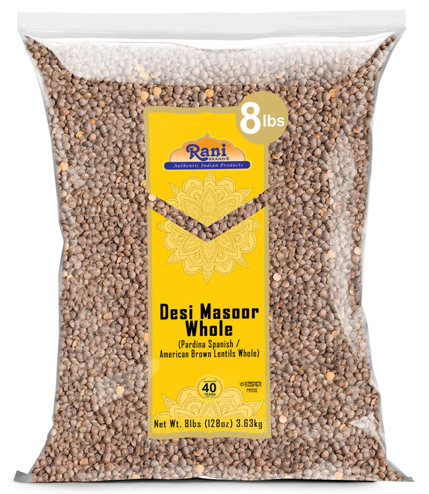 Rani Desi Masoor (Masur) Whole 128oz (8lbs) 3.63kg (aka. Pardina Spanish / American Brown Lentils Whole) Bulk ~ All Natural | Vegan | Kosher | Gluten Friendly | Product of USA