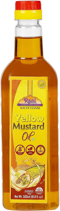 Rani Yellow Mustard Oil (Kachi Ghani) 16.9 Ounce (500ml) NON-GMO | Gluten Free | Kosher | Vegan | 100% Natural