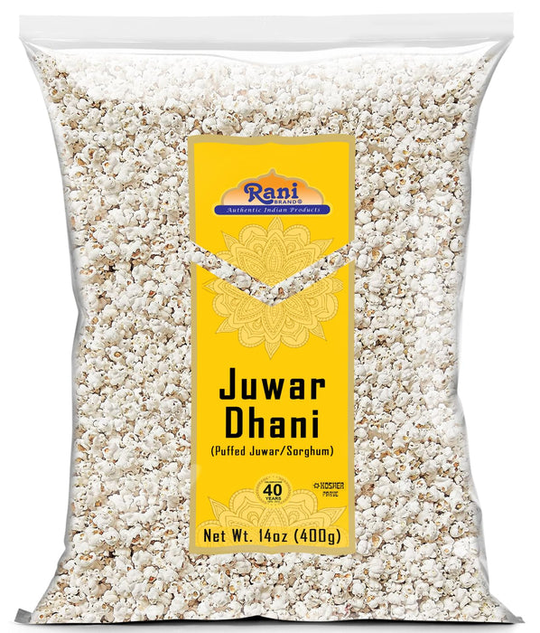 Rani Juwar Dhani (Puffed "popcorn" Sorghum) 14oz (400g) ~ All Natural | No Color | Gluten Friendly | Vegan | NON-GMO | Kosher | Indian Origin | No Salt or fillers