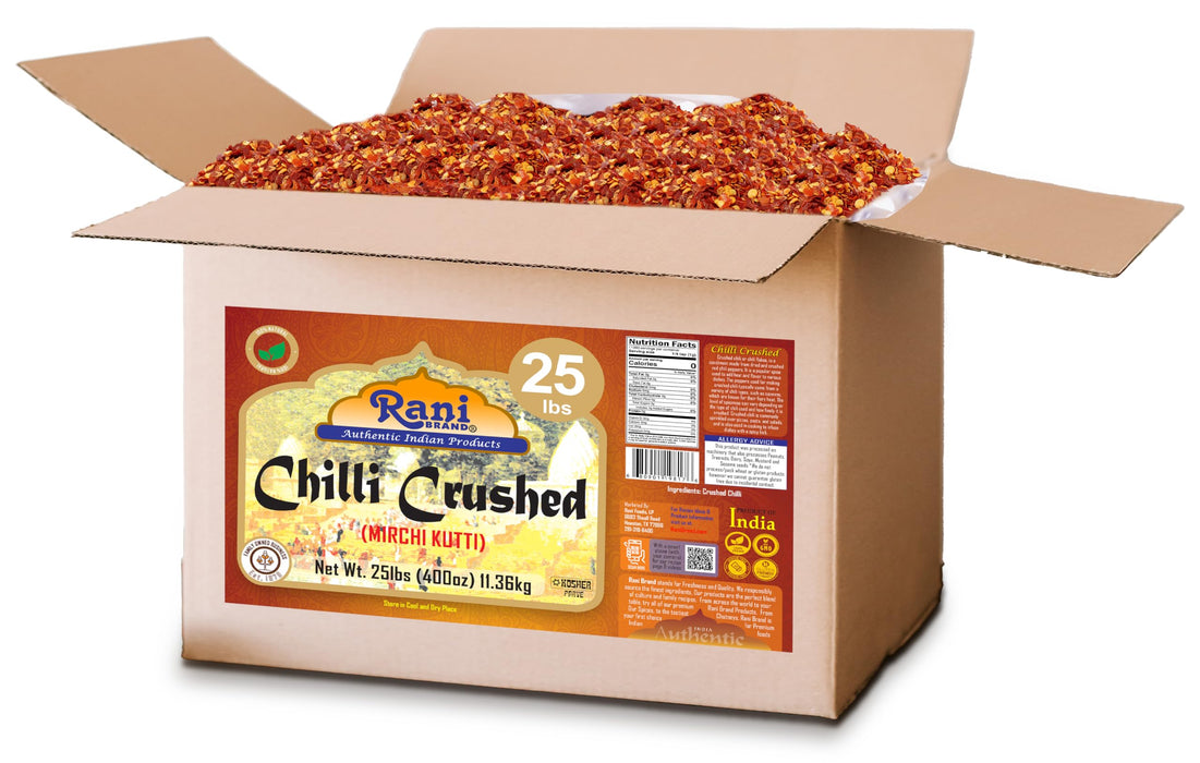 Rani Crushed Red Pepper Flakes Chilli (Pizza Type Cut) 400oz (25lbs) 11.36kg Bulk Box ~ All Natural, No Color added, Gluten Friendly | Vegan | NON-GMO | Kosher | No Salt or fillers