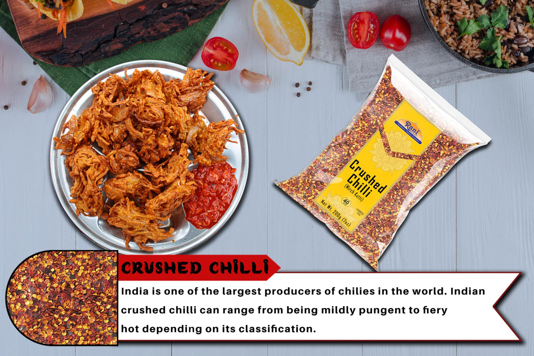 Rani Crushed Red Pepper Flakes Chilli (Pizza Type Cut) 7oz (200g) ~ All Natural, No Color added, Gluten Friendly | Vegan | NON-GMO | Kosher | No Salt or fillers