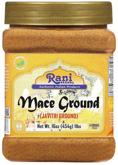 Rani Mace Ground (Javathri) Powder 16oz (454g) 1 Pound, PET jar ~ All Natural | Vegan | Gluten Friendly | NON-GMO | Kosher | Indian Origin