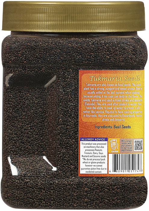 Rani Tukmaria (Natural Holy Basil Seeds) 1.38lbs (22oz) 624g Used for Falooda / Sabja Dessert, Spice & Ayurveda Herbal ~ Gluten Friendly | NON-GMO | Kosher | Vegan | Indian Origin