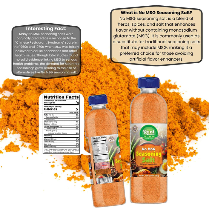 Rani No MSG Seasoning Salt (All Purpose Seasoning Salt) 24oz (1.5lbs) 680g PET Jar ~ All Natural | Gluten Friendly | NON-GMO | Kosher | Vegan | Product of USA