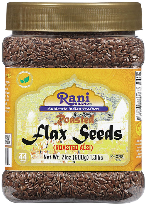Rani Roasted Flax Seeds (Alsi, Linum usitatissimum) 21oz (1.3lbs) 600g PET Jar ~ All Natural | Gluten Friendly | Non-GMO | Kosher | Vegan | Indian Origin