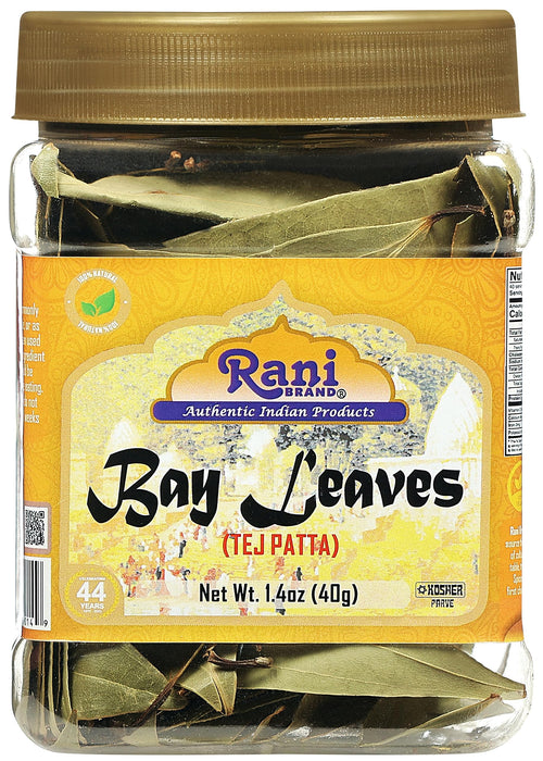 Rani Bay Leaf (Leaves) Whole Spice Hand Selected Extra Large 1.4oz (40g) PET Jar ~ All Natural | Gluten Friendly | NON-GMO | Vegan | Kosher | Indian Origin