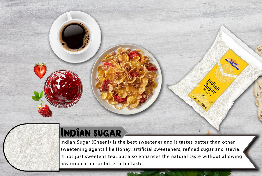Rani Indian Sugar (Cheeni) 7oz (200g) ~ All Natural | Gluten Friendly | No Colors | Vegan | Indian Origin