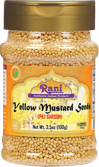 Rani Yellow Mustard Seeds Whole Spice 3.5oz (100g) Jar ~ Ideal for Pickling, Dressing and Making Ground Mustard for Cooking, All Natural | Vegan | Gluten Friendly | NON-GMO | Kosher | Indian Origin