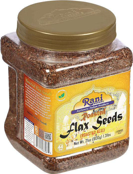 Rani Roasted Flax Seeds (Alsi, Linum usitatissimum) 21oz (1.3lbs) 600g PET Jar ~ All Natural | Gluten Friendly | Non-GMO | Kosher | Vegan | Indian Origin