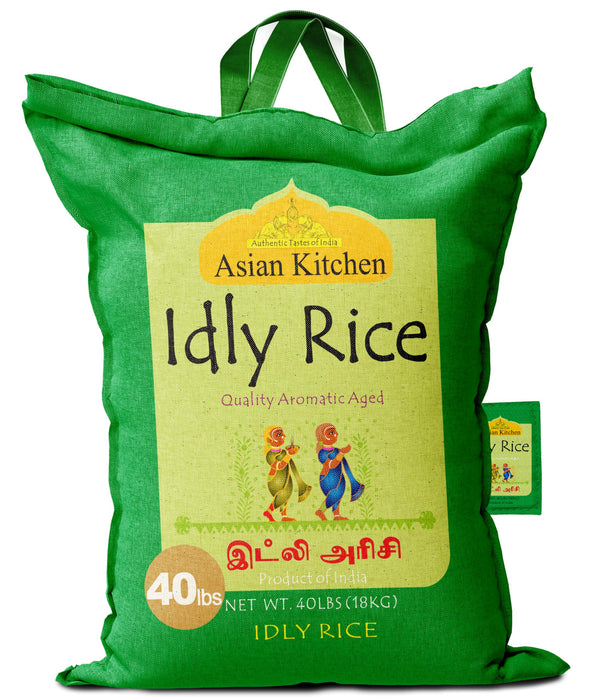 Asian Kitchen Idly (Idli) Rice 40-Pound Bag, 40lbs (18.14kg) Short Grain Rice ~ All Natural | Vegan | Indian Origin | Export Quality