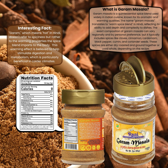 Rani Garam Masala Indian 11 Spice Blend 3oz (85g) Salt Free ~ All Natural | Vegan | Gluten Friendly | NON-GMO | No Colors | Kosher | Indian Origin