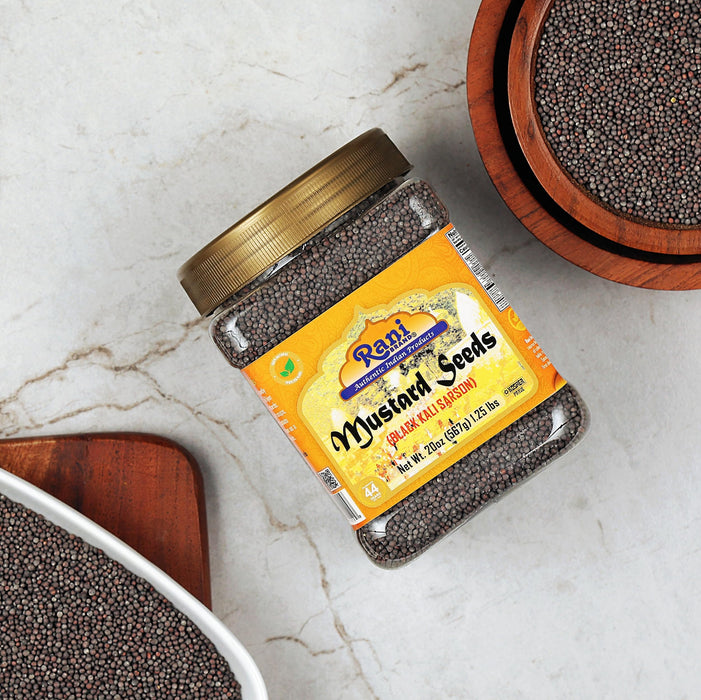 Rani Black Mustard Seeds Whole Spice (Kali Rai) 20oz (1.25lbs) 567g PET Jar ~ All Natural | Gluten Friendly | NON-GMO | Vegan | Kosher | Indian Origin