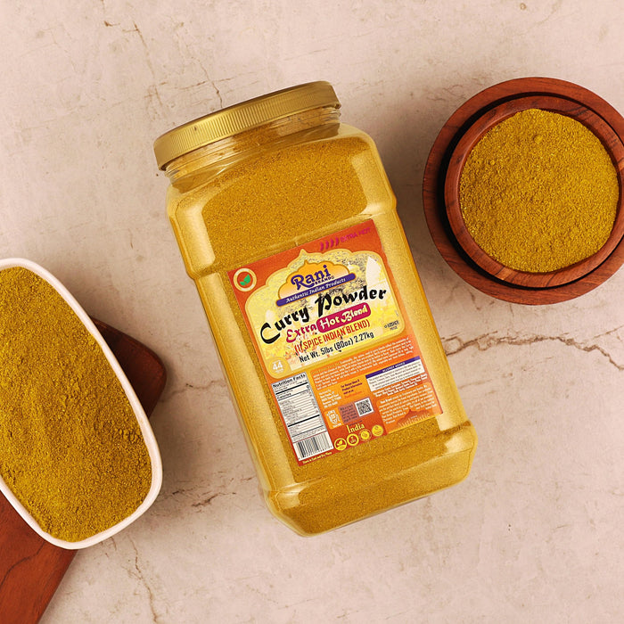 Rani Curry Powder EXTRA HOT Natural 11-Spice Blend 80oz (5lbs) 2.27kg Bulk PET Jar ~ Salt Free | Vegan | Gluten Friendly | NON-GMO | Kosher | Indian Origin