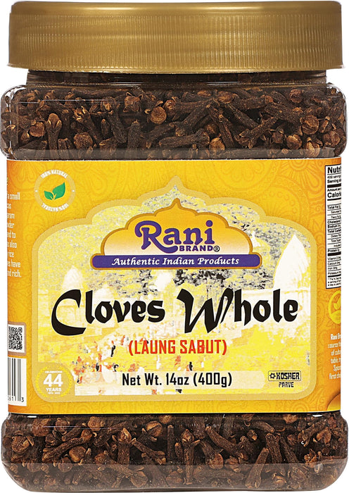 Rani Cloves Whole (Laung) 14oz (400g) Great for Food, Tea, Pomander Balls and Potpourri, Hand Selected, Spice, PET Jar ~ All Natural | NON-GMO | Kosher | Vegan