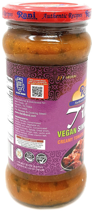 Rani Tikka Curry Vegan Simmer Sauce (Creamy Tomato, Onion & Cilantro) 14oz (400g) Glass Jar ~ Easy to Use | Vegan | No Colors | All Natural | NON-GMO | Gluten Free | Indian Origin