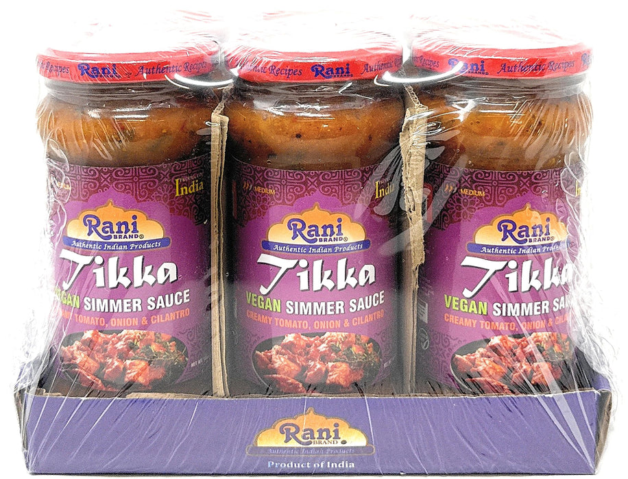 Rani Tikka Curry Vegan Simmer Sauce (Creamy Tomato, Onion & Cilantro) 14oz (400g) Glass Jar, Pack of 5 +1 FREE ~ Easy to Use | Vegan | No Colors