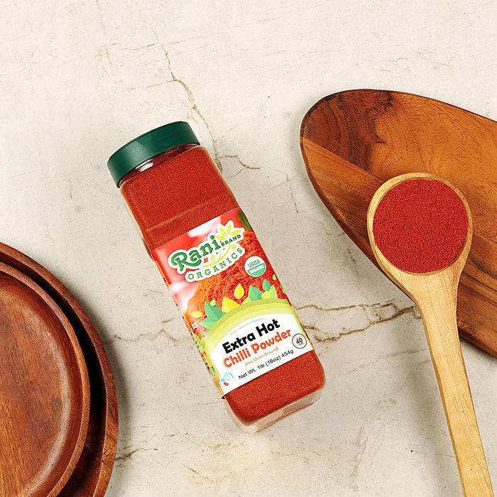 Rani Organic Extra Hot Chilli Powder (Hot Mirchi Ground) 16oz (1lb) 454g PET Jar ~ All Natural | Vegan | Gluten Friendly | NON-GMO | Indian Origin | USDA Certified Organic