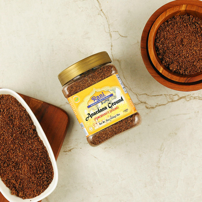 Rani Anardana (Pomegranate) Ground, Indian Spice 16oz (1lb) 454g PET Jar ~ All Natural | No Color | Gluten Friendly | Vegan | NON-GMO | Kosher | No Salt or fillers