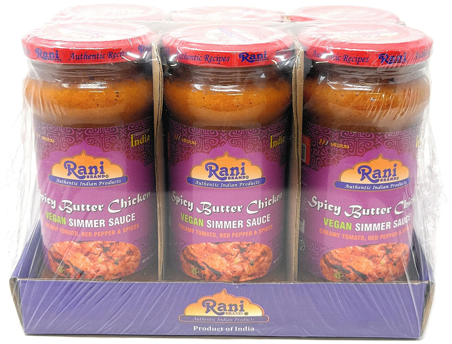Rani Spicy Butter Chicken Curry Vegan Simmer Sauce 14oz (400g) Glass Jar, Pack of 5 +1 FREE ~ Easy to Use | Vegan | No Colors | All Natural | NON-GMO | Gluten Free | Indian Origin