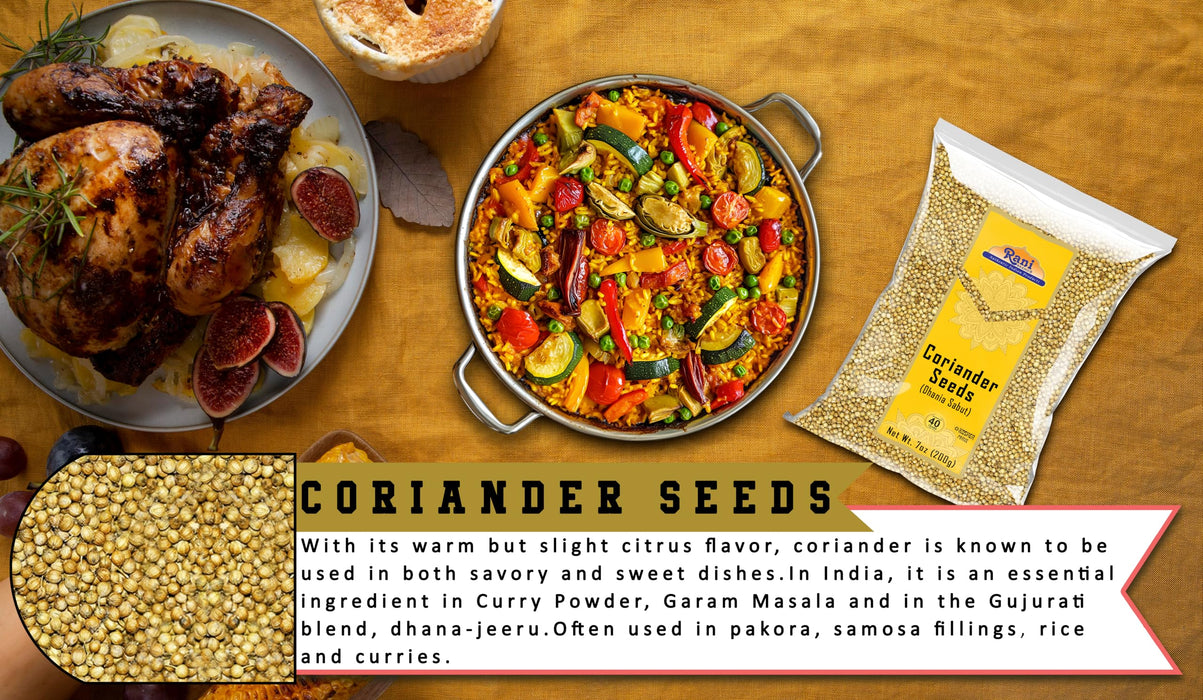 Rani Coriander (Dhania) Seeds Whole, Indian Spice 7oz (200g) ~ All Natural ~ Gluten Friendly | NON-GMO | Kosher | Vegan | Indian Origin