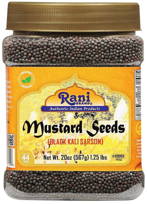 Rani Black Mustard Seeds Whole Spice (Kali Rai) 20oz (1.25lbs) 567g PET Jar ~ All Natural | Gluten Friendly | NON-GMO | Vegan | Kosher | Indian Origin