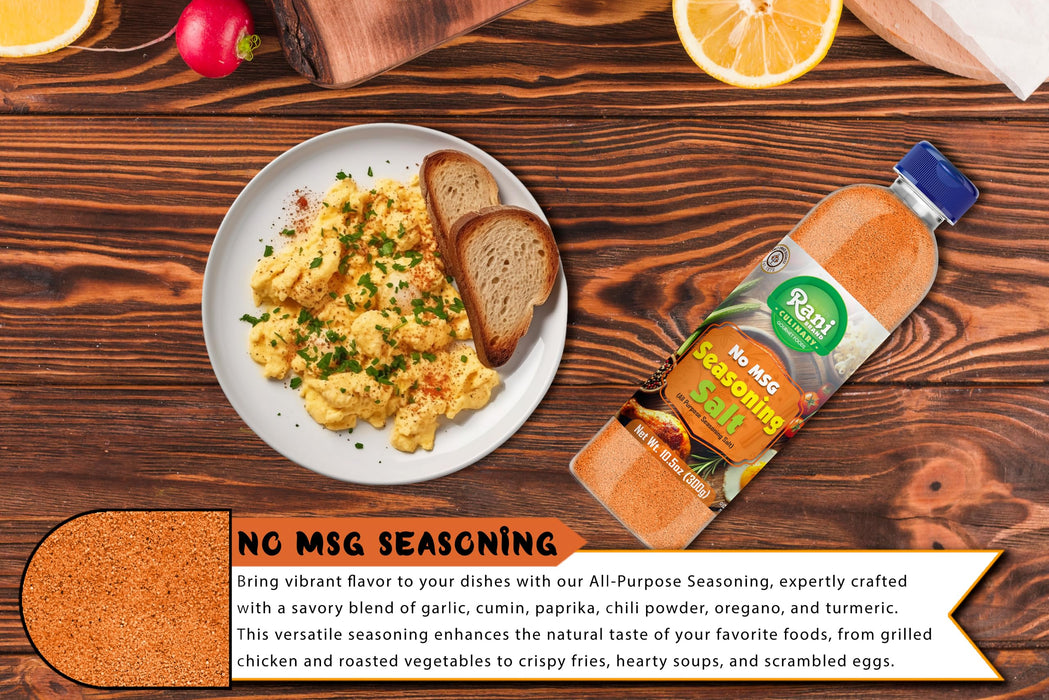 Rani No MSG Seasoning Salt (All Purpose Seasoning Salt) 10.5oz (300g) PET Jar ~ All Natural | Gluten Friendly | NON-GMO | Kosher | Vegan | Product of USA
