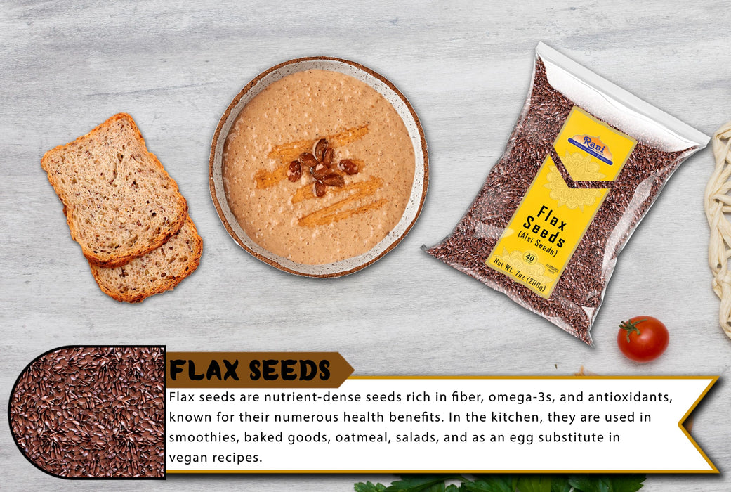 Rani Flax Seeds Whole Raw (Alsi, Linum usitatissimum) 7oz (200g) ~ All Natural | Gluten Friendly | Non-GMO | Kosher | Vegan | Indian Origin