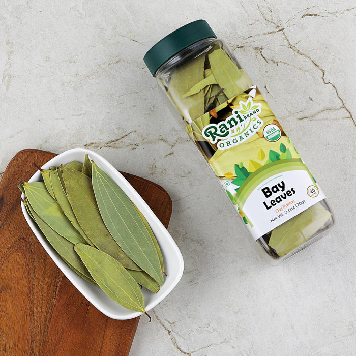 Rani Organic Bay Leaves (Tej Patta) Whole Spice Hand Selected Extra Large 2.5oz (70g) PET Jar ~ All Natural | Gluten Friendly | NON-GMO | Vegan | Indian Origin | USDA Certified Organic