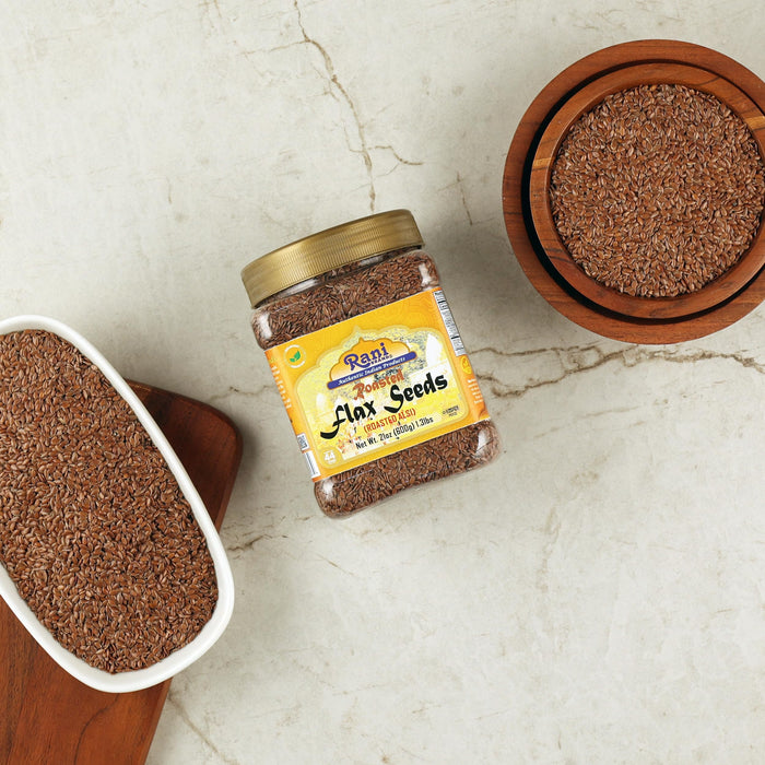 Rani Roasted Flax Seeds (Alsi, Linum usitatissimum) 21oz (1.3lbs) 600g PET Jar ~ All Natural | Gluten Friendly | Non-GMO | Kosher | Vegan | Indian Origin