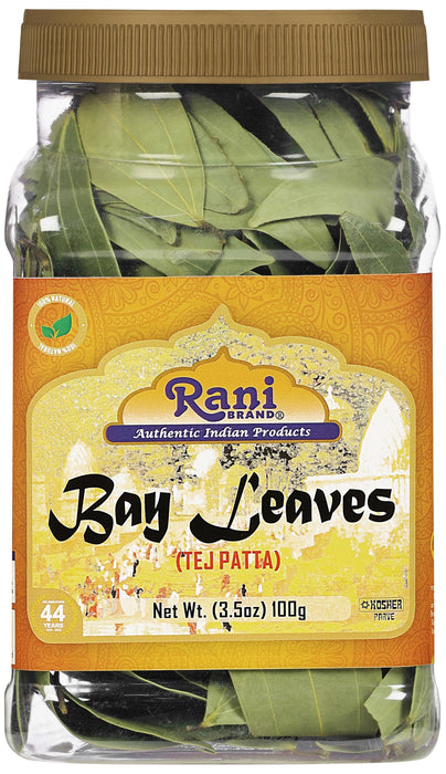 Rani Bay Leaf (Leaves) Whole Spice Hand Selected Extra Large 3.5oz (100g ) PET Jar ~ All Natural | Gluten Friendly | NON-GMO | Kosher | Vegan | Indian Origin
