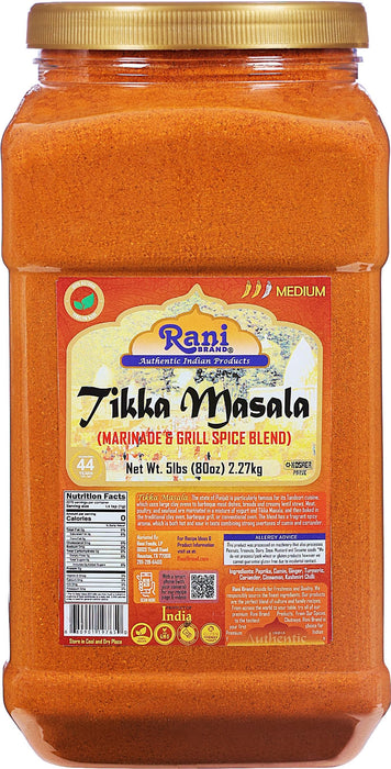 Rani Tikka Masala Indian 7-Spice Blend 80oz (5lbs) 2.27kg Bulk PET Jar ~ All Natural | Salt-Free | Vegan | No Colors | Gluten Friendly | NON-GMO | Kosher | Indian Origin