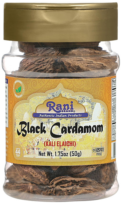 Rani Black Cardamom Pods (Kali Elachi) Whole Indian Spice 1.75oz (50g) PET Jar ~ Natural | Vegan | Gluten Friendly | NON-GMO | Kosher | Indian Origin