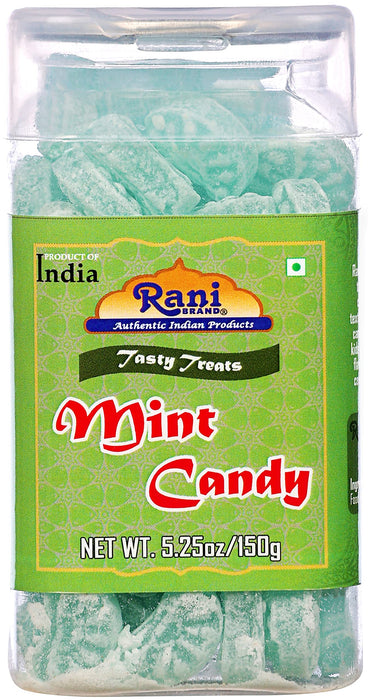 Rani Mint Candy 5.25oz (150g) Vacuum Sealed, Easy Open Top, Resealable Container ~ Indian Tasty Treats | Vegan | Gluten Friendly | NON-GMO | Indian Origin