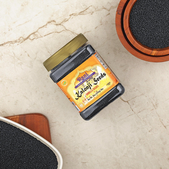 Rani Kalonji Seeds Whole (Black Seed, Nigella Sativa, Black Cumin) 16oz (1lb ) 454g PET Jar ~ All Natural | Gluten Friendly | NON-GMO | Kosher | Vegan